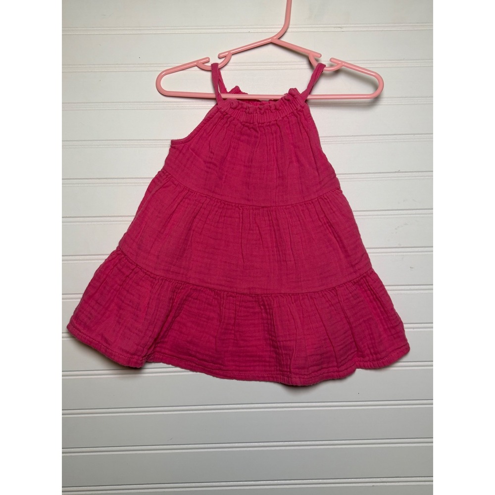 Old Navy Baby Girl Pink Gauze Tiered Sleeveless Dress 12-18 Months Halter Boho